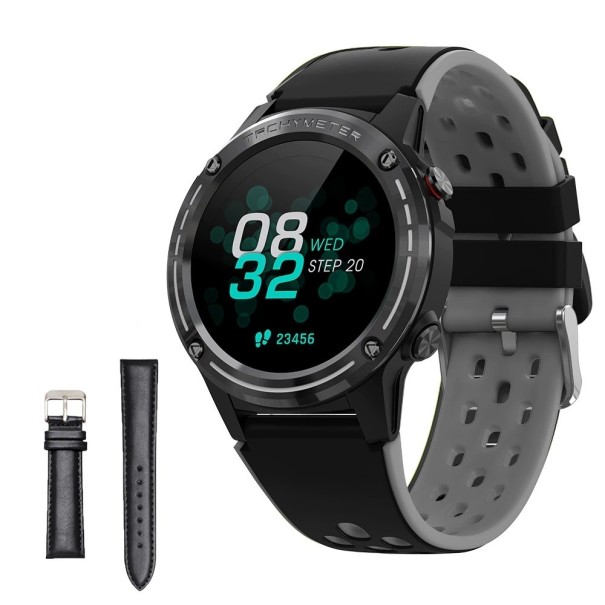 Smartwatch met GPS en vervangbare leren band zwart 2