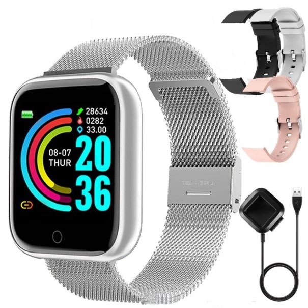 Smartwatch met oplader en reservebandjes K1390 zilver
