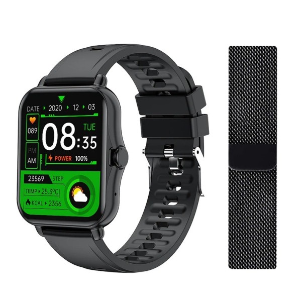 Smartwatch mit austauschbarem Metallarmband schwarz