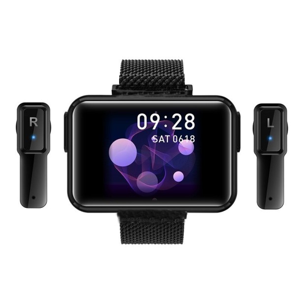 Smartwatch mit integrierten Kopfhörern schwarz