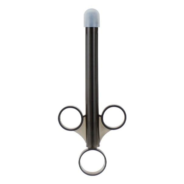 Smøremiddelapplikator i en 10 ml sprøjte til anal og vaginal brug, præcis dosering, nem påføring, hygiejnisk design, diskret emballage sort