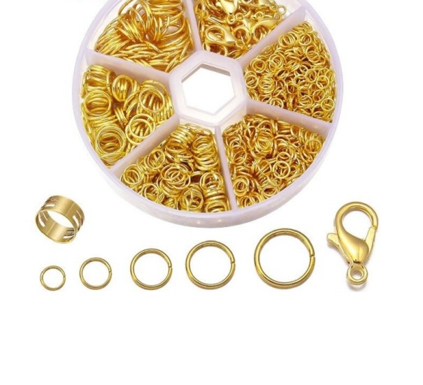 Smyckeskopplingsringar set 1040 st guld