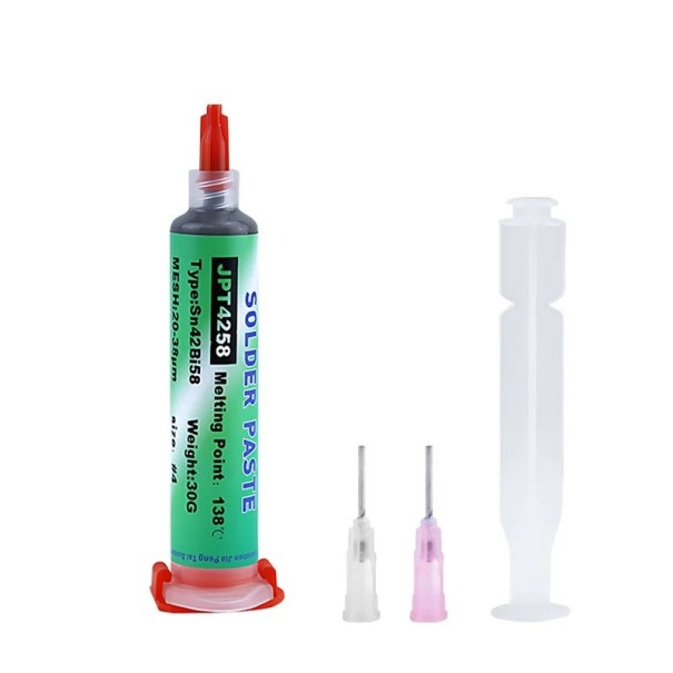 Sn42Bi58 Solder Paste 30 g Syringe Packaging Lead-Free with High Concentration of Flux for BGA IC PCB SMT Electronics Repairs 1