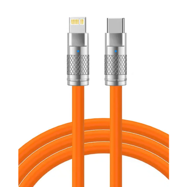 Snabbladdningskabel 1 m 120W 6A USB C till Lightning för iPhone data silikon laddningskabel flexibel
