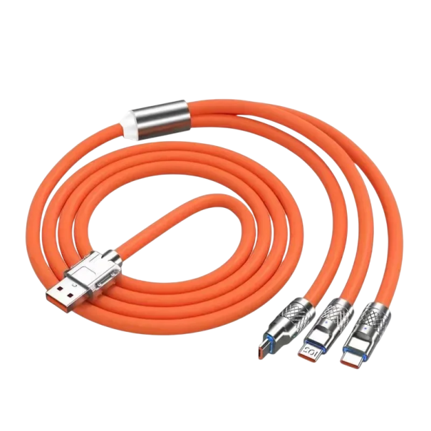 Snabbladdningskabel 3-i-1 USB A till USB C + Lightning + Micro USB 1,2 m 120W 6A laddningsadapterkabel för laddning och dataöverföring av flera 1