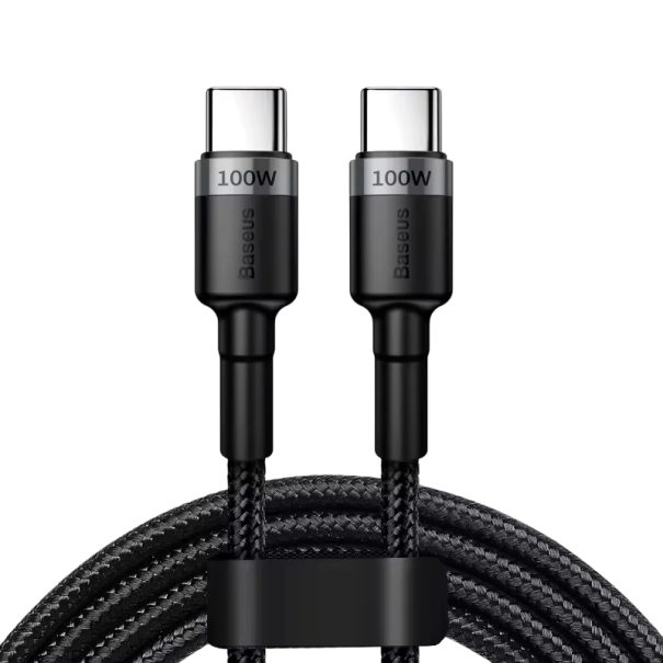 Snabbladdningskabel med dubbel USB-C-kabel, 1 m, 100 W, PD-flätad, 5 A, QC 3.0, laddnings- och datakabel, 20 V, 480 Mbps, högpresterande, bred kompatibilitet svart