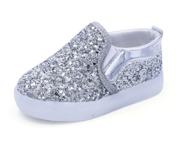 Sneakers slip-on luminose per ragazze argento 23