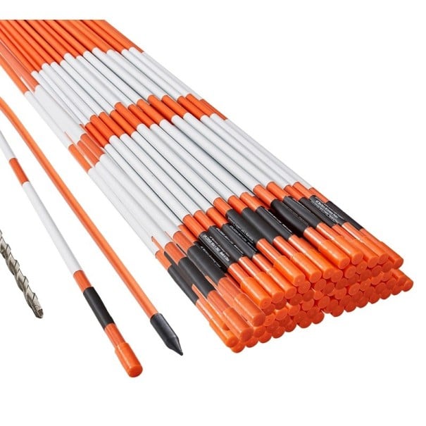 Sněhové kolíky reflexní sada 100 kusů délka 121,5 cm průměr 1 cm skelná vlákna a plast oranžové na značení silnic a příjezdů 1