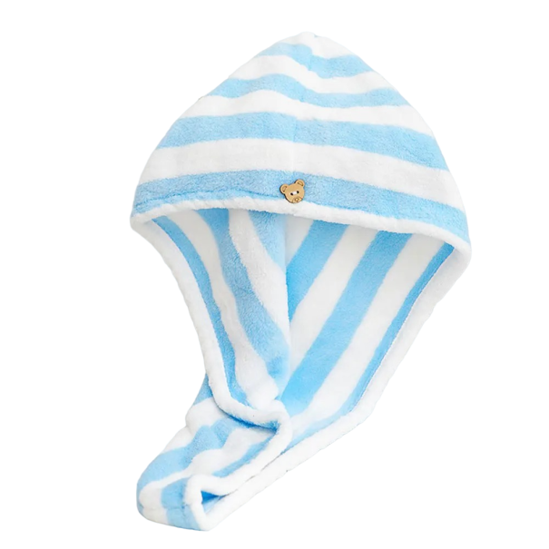 Snel drogende handdoek haartulband Haarhanddoek Gestreepte haartulband 65 x 25 cm blauw