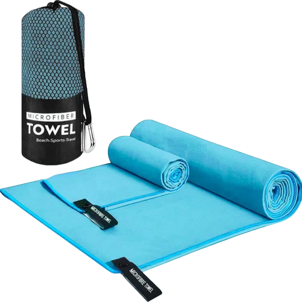 Snel drogende sporthanddoek Sporthanddoek Snel drogende strandhanddoek 76 x 152 cm lichtblauw