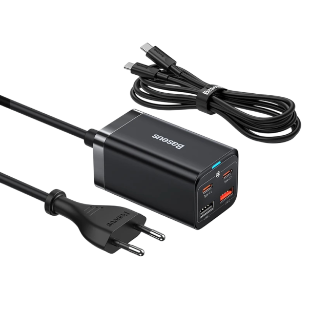 Snelopladers 65W GaN 4 poorten 2x USB-C 2x USB-A + kabel 100W EU stekker voor telefoon tablet laptop opladen 1