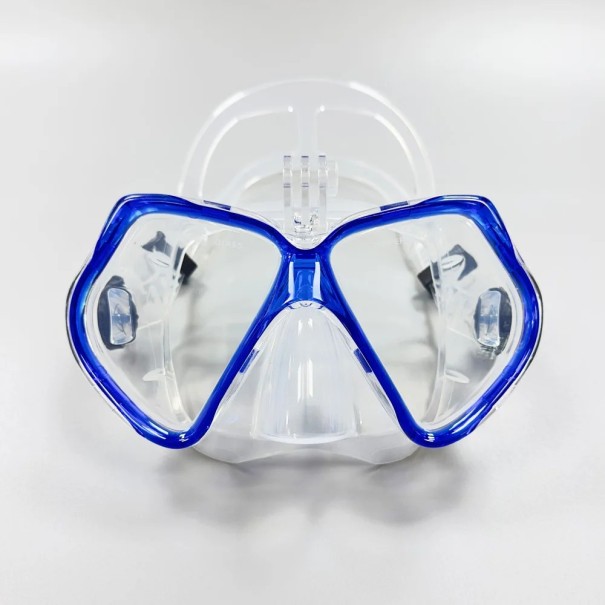 Šnorchlovací brýle s držákem sportovní kamery 16,6 x 9,3 cm Potápěčská maska silikonové těsnění tvrzené sklo Antifog úprava modrá