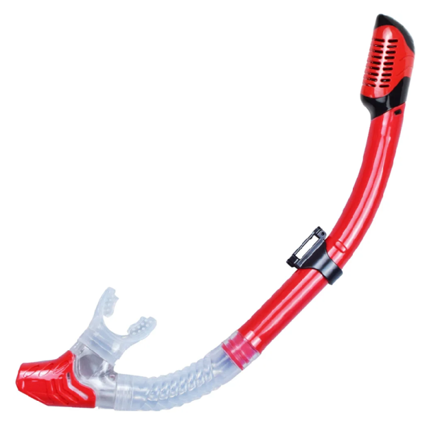 Snorkel för dykning med luftventil Material PC TPR silikon Bekväm bita Säker andning Vattensporter Simning Snorkling röd
