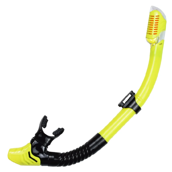 Snorkel voor duiken met luchtventiel PC+TPR+silikon Duurzaam mondstuk Comfortabel ademen Zwemmen Snorkelen Watersporten geel