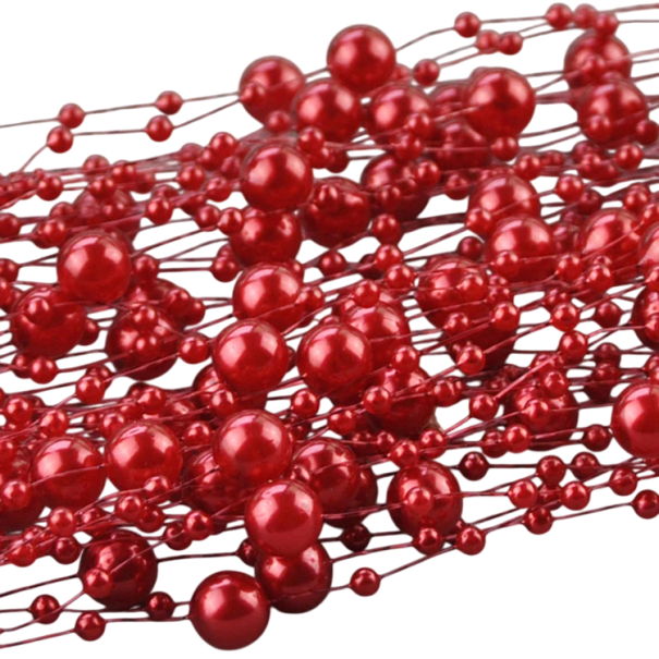 Snur cu margele 10 m Snur decorativ de perle Ghirlanda de nunta Snur decorativ pentru cadouri Decoratiuni de Craciun Creatie creativa roșu