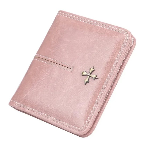 Snygg läderplånbok med en distinkt korslogotyp, elegant design och kvalitetsutförande - slitstark, lättskött och tidlös. rosa