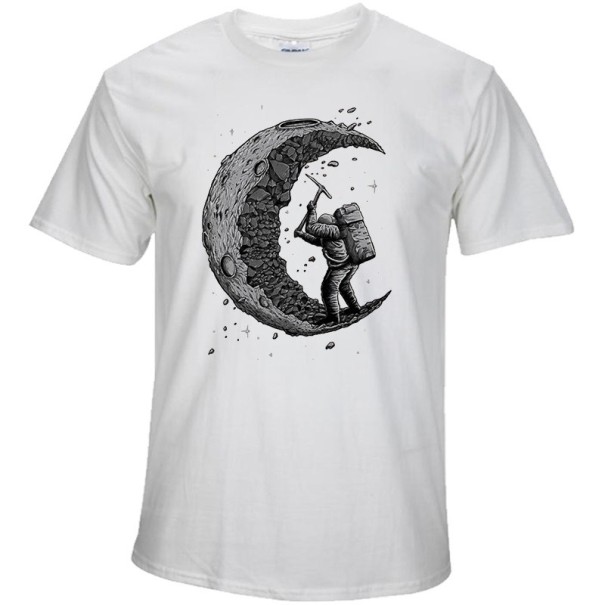 Snygg t-shirt för män med måne J3242 vit XS