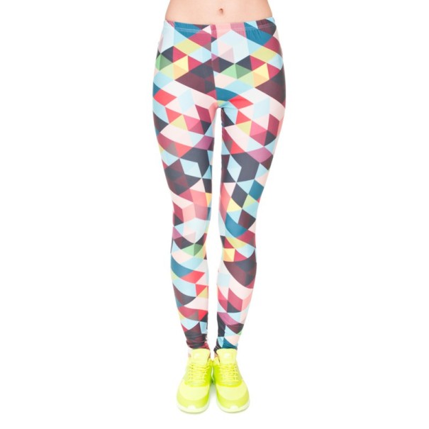 Snygga damleggings med färgglada trianglar 1