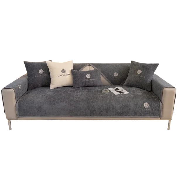 Sofaüberwurf Rutschfest 110 x 210 cm Chenil-Gewebe Schutz für das Sofa im Wohnzimmer und auf der Eckcouch gegen Abnutzung schwarz