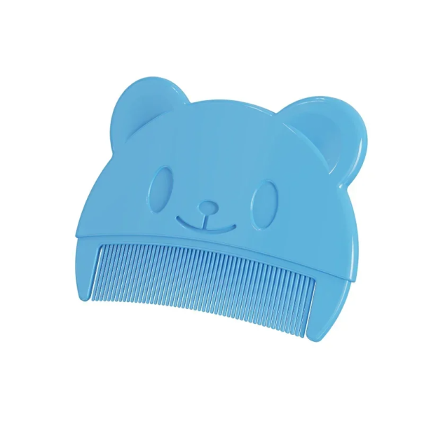 Soft Baby Comb 7.8 x 6 cm with Bear Motif Baby Hair Care Brush for Infants Gentle Comb for Newborn Essentials blue