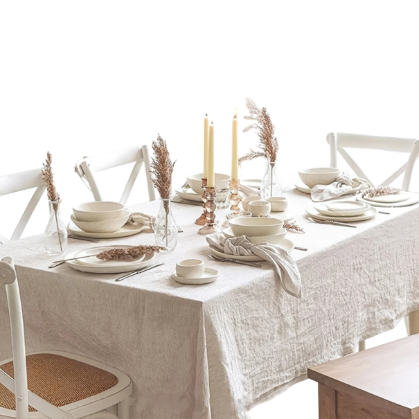Soft Pleated Tablecloth 140 × 140 cm Beige Tablecloth in French Cream Style Decorative Tablecloth for Wedding Table in Kitchen 1