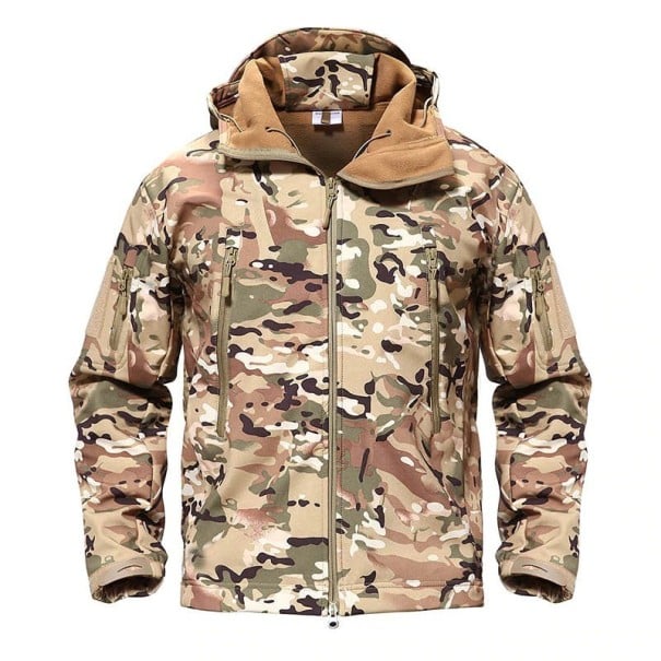 Softshelljack voor heren camouflage S 2