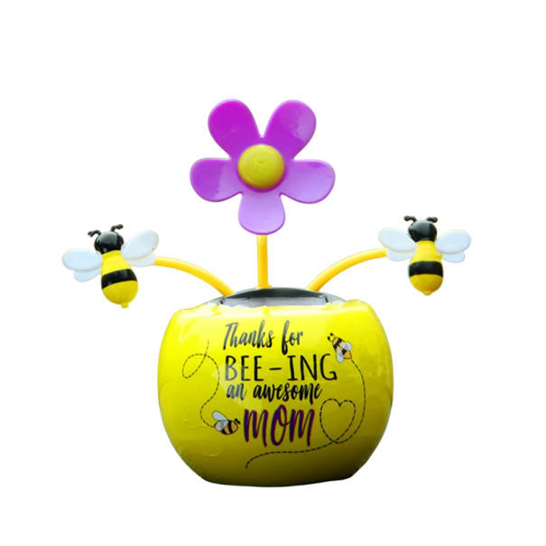 Solar decorative ornament 11.5 x 10 cm Flower with bees and a grateful inscription Solar decoration for car or home 1