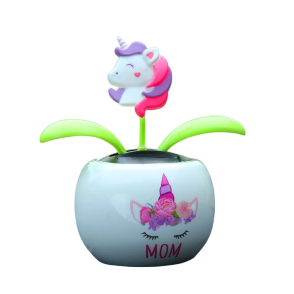 Solar Decorative Ornament 11.5 x 10 cm Unicorn with the inscription "MOM" Solar Floral Decoration for Car or Home 1