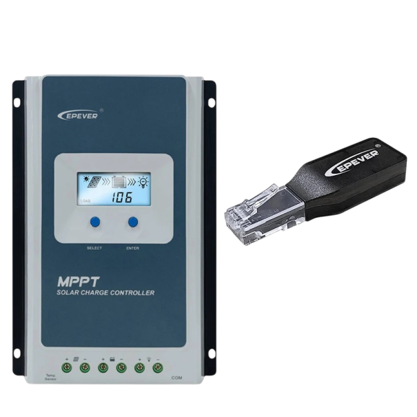 Solar-Ladecontroller mit WiFi-Adapter 30A für 12V/24V Batterien MPPT blau-weiß für Solarpanels bis 100V
