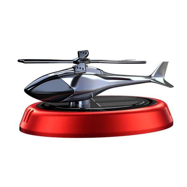 Solarbetriebener, rotierender Aroma-Diffusor fürs Auto, 110 × 60 × 50 mm, Hubschrauber, Holzduft, Lufterfrischer, Solar-Aromatherapie rot