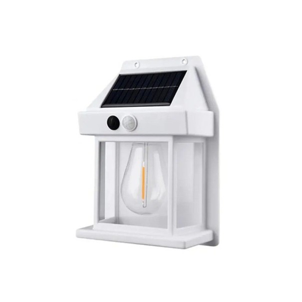 Solarna lampa ścienna LED 17x12x6 cm Zewnętrzna lampa bezpieczeństwa z czujnikiem ruchu IP65 Wodoodporna Oświetlenie tarasu, werandy i fasady biały