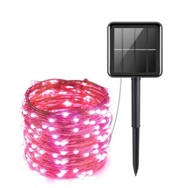 Solárne osvetlenie 22 m 200 LED ružová