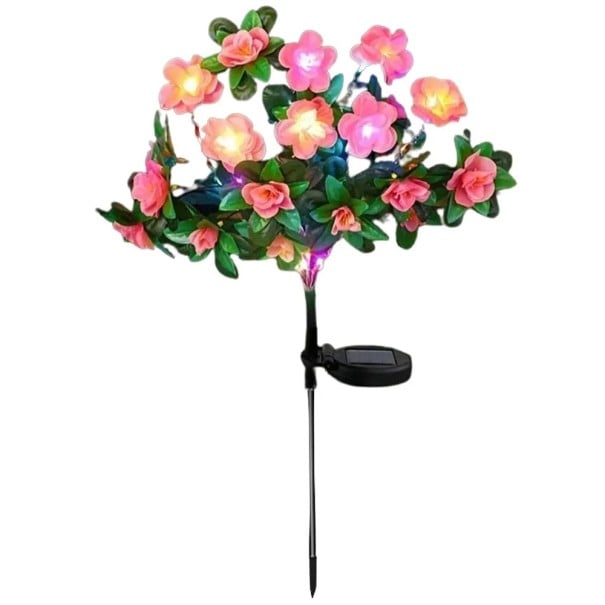 Solární LED květina 70 cm Umělé květiny s 6 LED světly pro zahrady a dvory s vylepšeným solárním panelem růžová