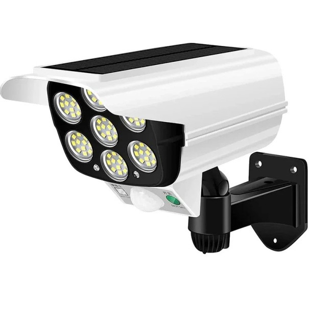 Solární světlo 77 LED 20x11x8 cm s pohybovým senzorem IP65 Vodotěsná bezpečnostní lampa Maketa kamery 3 režimy pro zahradu, dvůr, dům 1