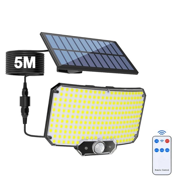 Solarnie LED bezpieczeństwa światło 5V 234 LED 5 m kabel PIR czujnik IP65 zewnętrzne oświetlenie ścienne ogród dziedziniec ściana 1