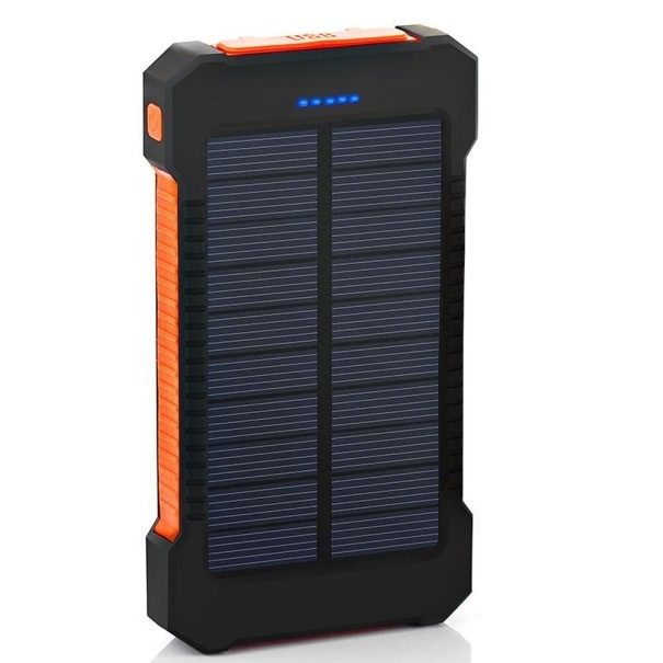 Solcelle-powerbank med lommelygte 30.000 mAh orange