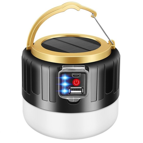 Solcelledrevet campinglampe sort