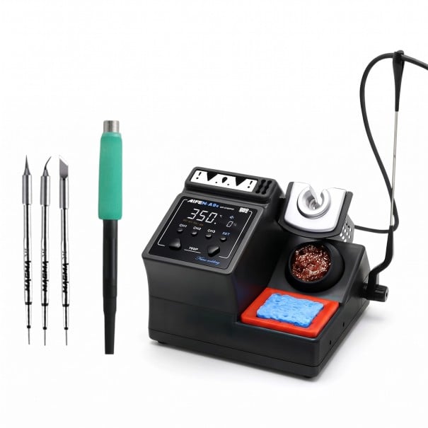 Soldering Station 12 x 13.5 x 14 cm 160 W with Digital Display T245 Handle and 3 Tips Supporting Tips 115 210 and 245 in Black 1