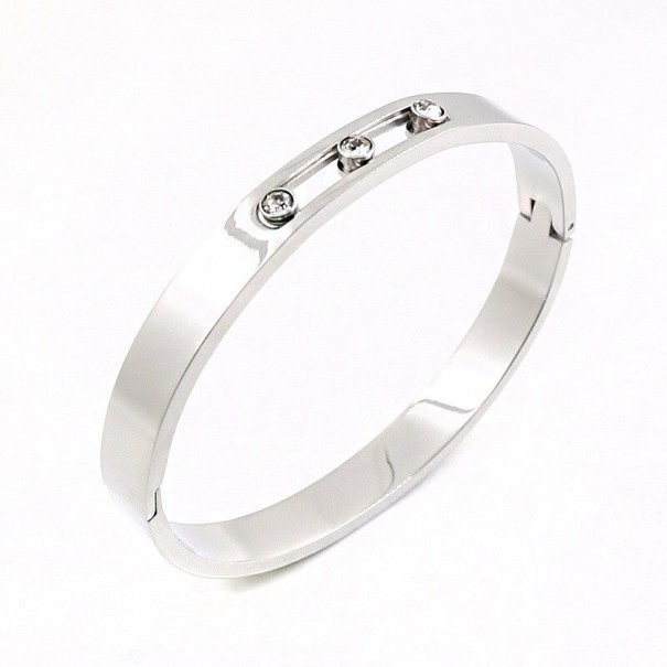 Solid armband för kvinnor med stenar H328 silver