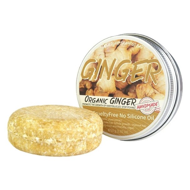 Solid Ginger Shampoo til tørt hår Naturlig shampoosæbe mod hårtab 60 g 1