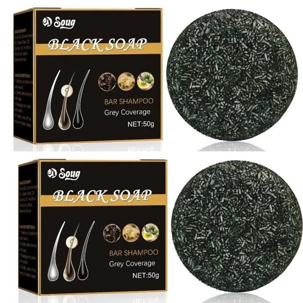 Solid Hair Darkening Sampon Color Solid Haj sampon Szappan Fekete Hajsampon Szürke Hajfedésre 50g 2db 1