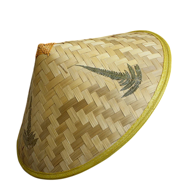 Sombrero chino de bambú 36 x 19 x 25 cm Fibra de bambú Sombrero asiático tradicional contra el sol Accesorio natural ligero 1