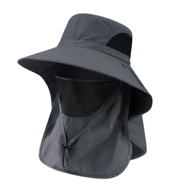 Sombrero de ala ancha de verano, 10 cm, 56-60 cm, transpirable, para cuello y cara, con visera, protección UV, protección solar, para acampar, senderismo y pesca. gris oscuro