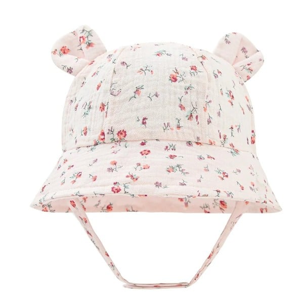 Sombrero de algodón para niños con orejas de flores rosas rosa con cintilla Circunferencia de cabeza 35–39 cm Visera 27 cm Profundidad 11 cm 3–12 1