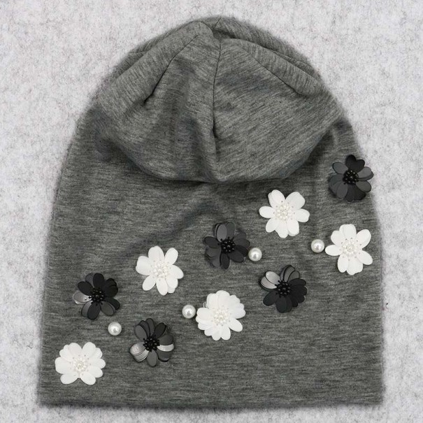 Sombrero de flores para mujer gris oscuro