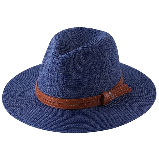 Sombrero de paja con doble tira azul oscuro