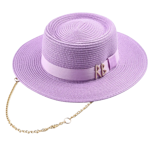 Sombrero de paja de verano para mujer, 56-58 cm, elegante sombrero para el sol con cinta, sombrero de playa para viaje, protección solar. morado