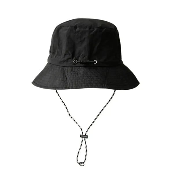 Sombrero de pescador impermeable 56–59 cm con cordón Sombrero de poliéster de secado rápido para actividades al aire libre, senderismo, pesca, protección contra la lluvia y el viento negro