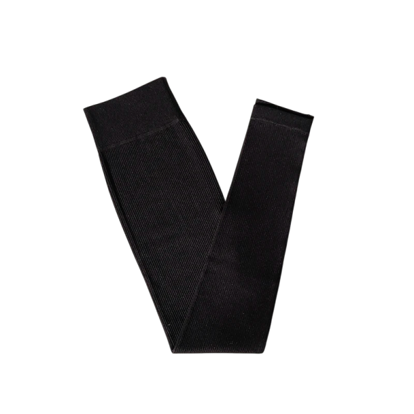 Sømløse højtaljede sportsleggings ribbet design kompressionstalje åndbart stof stretch fitnessbukser hurtigttørrende sort S