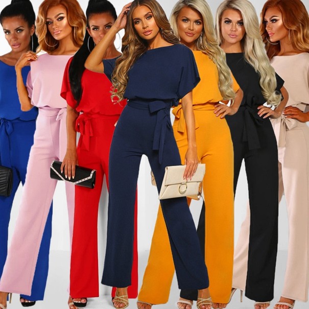 Sommar jumpsuit för dam med knytband i midjan